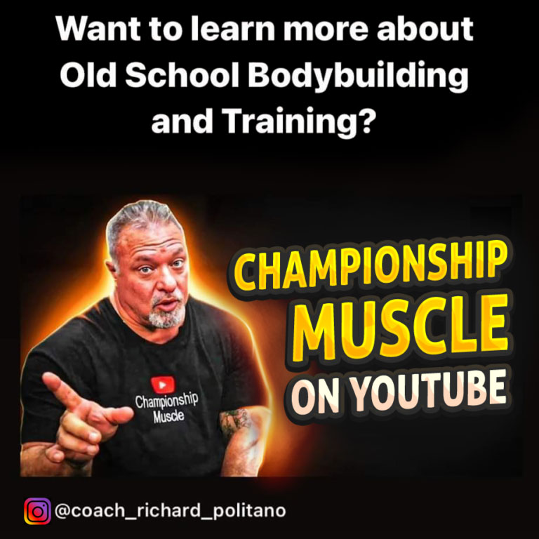 Affordable Bodybuilding Coaching - Richard Politano - Old School Bodybuilding- Old School Weight Trainging - Classic Bodybuilding Training Online - Free Coach Online - Free Bodybuilding Coach - Train At Home Fitness - Make Muscle At Home